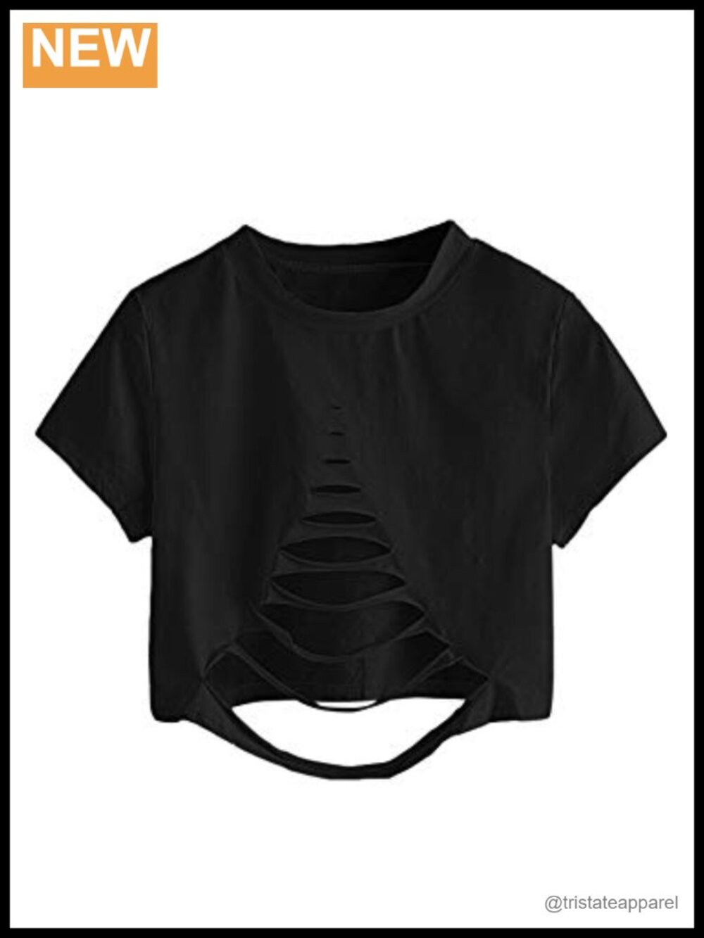 SweatyRocks Distressed Cutout Crop Top Short Sleeve Crew Neck Tee